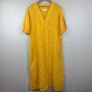 Lake Gauze Caftan Muslin Lounge Dress Yellow Large Boho Lagenlook Coastal Travel